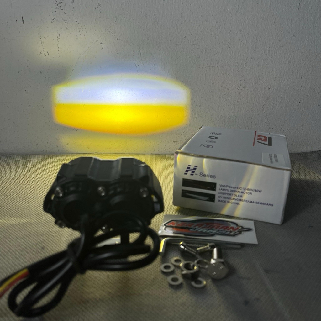 Lampu Tembak Led Lasergun Owl Pro CR7 Laser D2 Cahaya Jauh Dekat Putih Kuning Full Aluminium Univers