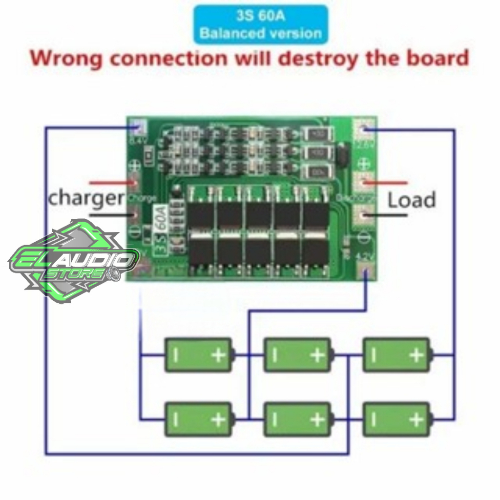 BMS 3S 60A With Balance Protection Board 18650 Charger Lithium Batery