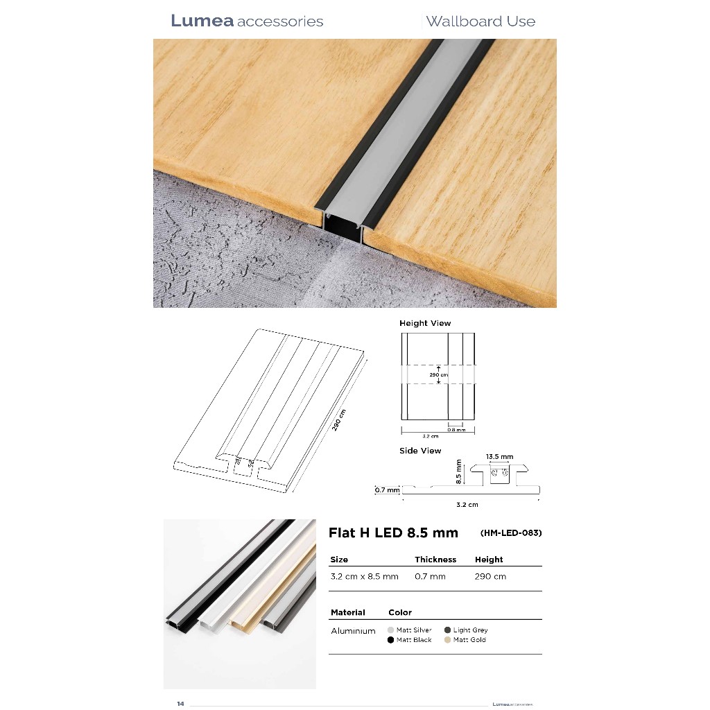 LUMEA Lis Alumunium Flat H LED 8.5 mm (HM-LED-084)