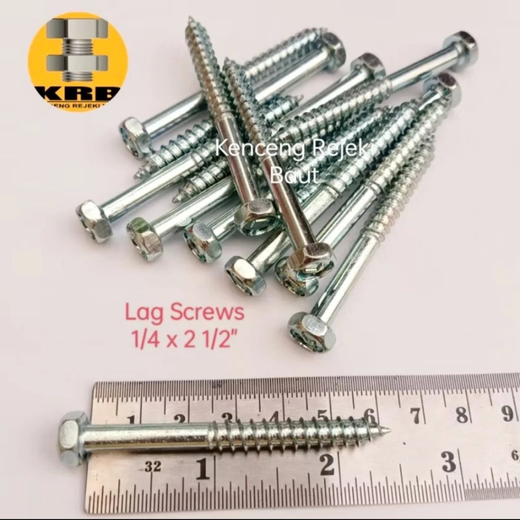 Sekrup Fisher 1/4x2 1/2" Lag Screw Deck Screw SKRUP BAUT DESKRUP 70mm GALVANIS