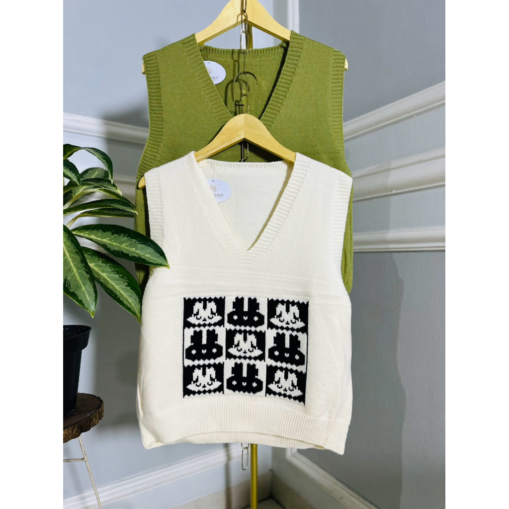 VEST RAJUT ROMPI RAJUT VEST ARMY VEST PUTIH