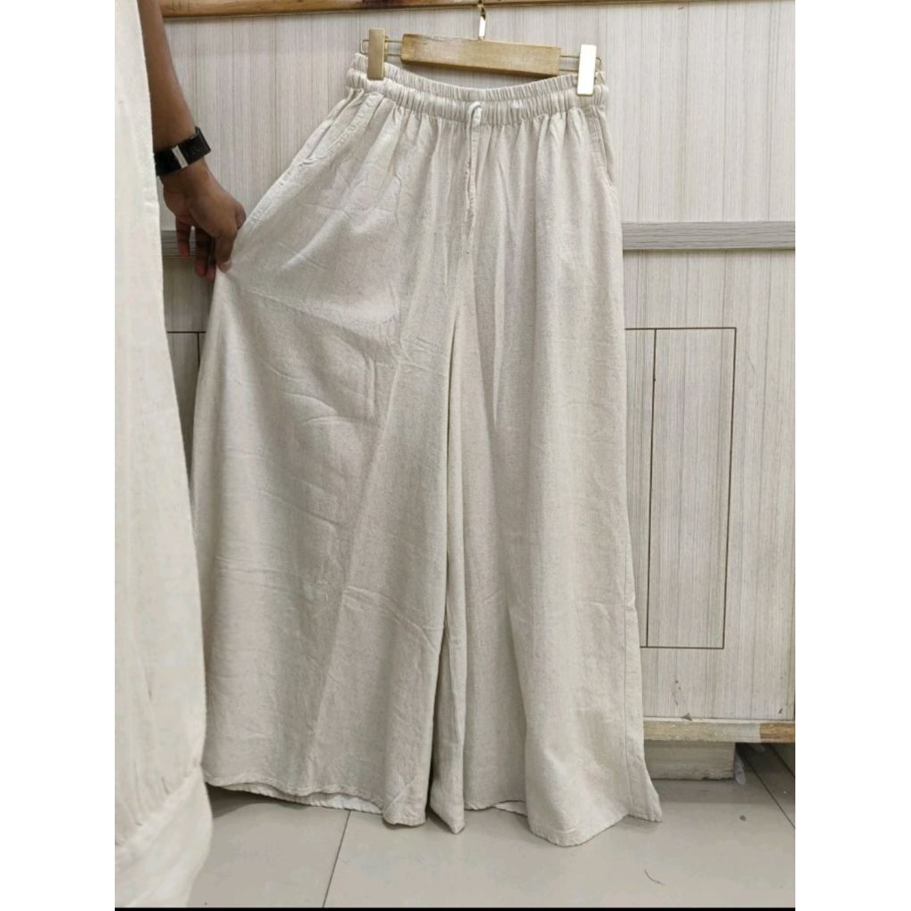 CELANA KULOT LEBAR WANITA CELANA LINEN BULU KUDA PREMIUM PALAZO