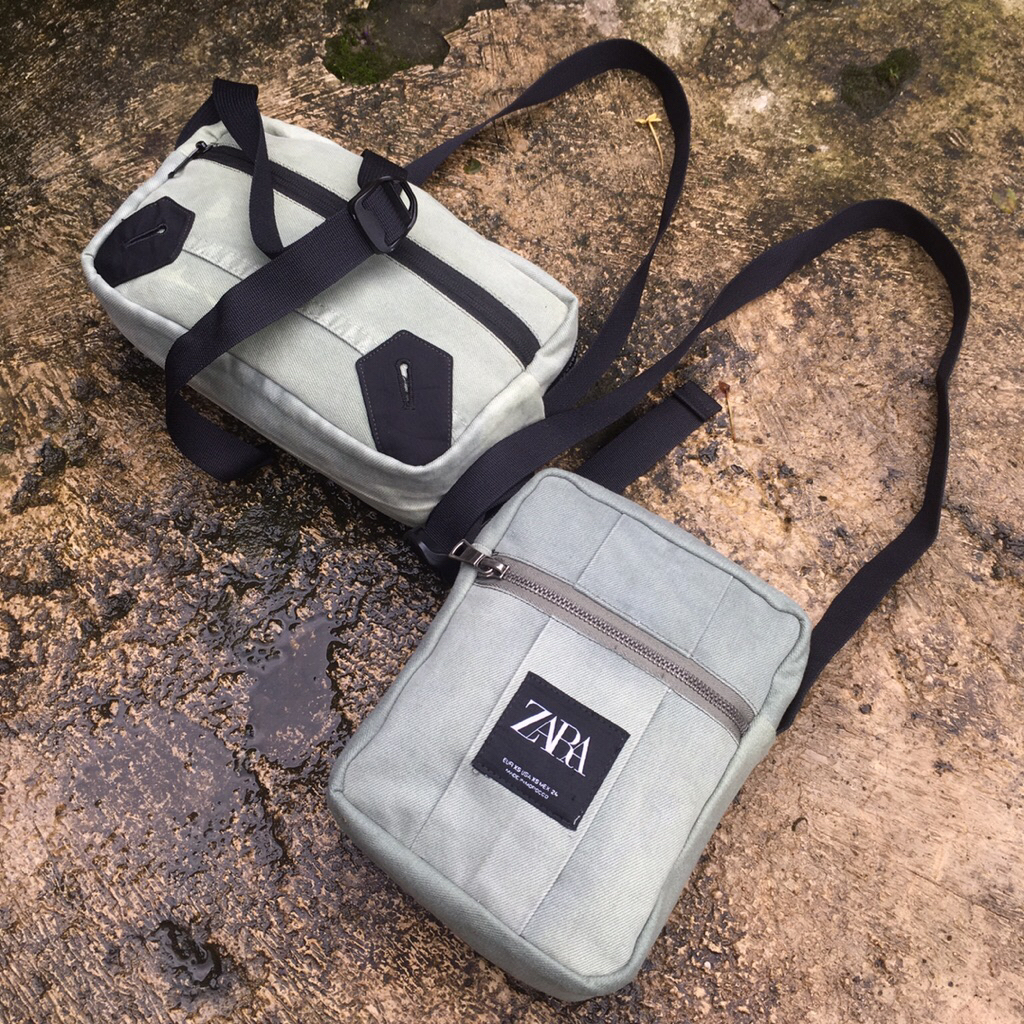 tas selempang slingbag denim kuat ZARA upcycle