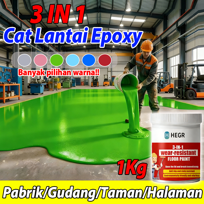 HEGR Cat Epoxy Lantai  Self Flow 1Kg - Buat lantai lebih indah Outdoor Indoor Anti selip dan Tahan g