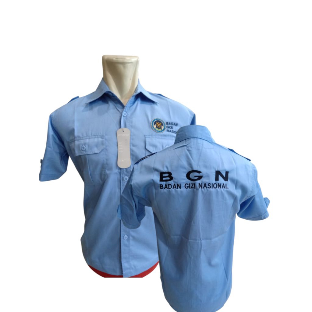 KEMEJA BGN LENGAN PENDEK TERBARU FULL BORDIR/ SERAGAM BGN TERBARU LENGAN PENDEK FULL BORDIR/ KEMEJA 