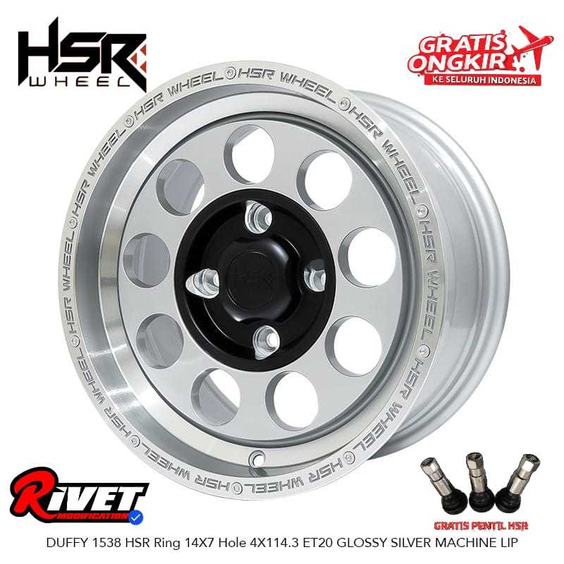 VELG HSR TYPE OFFROAD RING 14 PCD 4X114,3 LEBAR 8 INC WARNA GLOSSY SILVER PELEK RING14