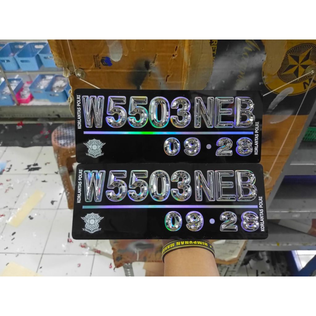 PLAT NOMOR MOTOR VARIASI / PLAT TIMBUL CHROME LIST HOLOGRAM