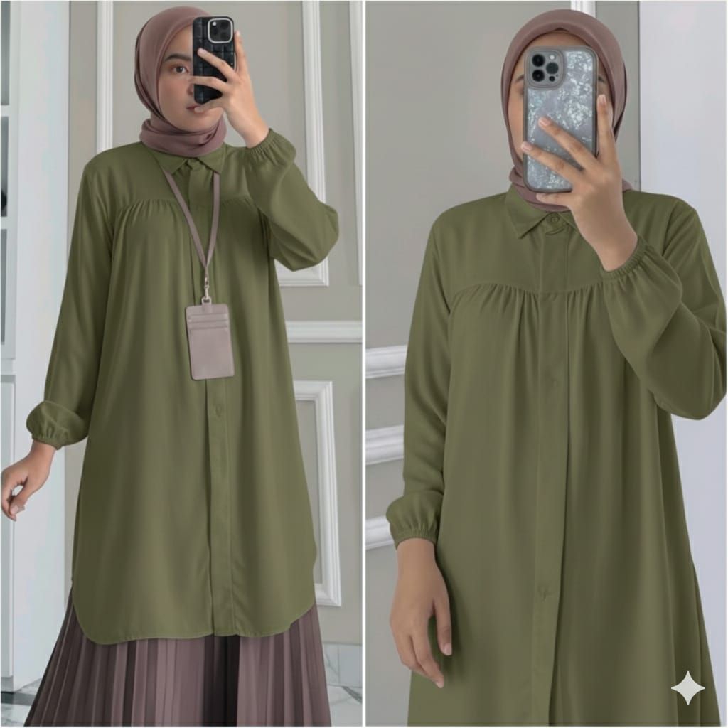 NABILA TUNIK WANITA RAYON TWILL ADAM NYAMAN DADA KERUT
