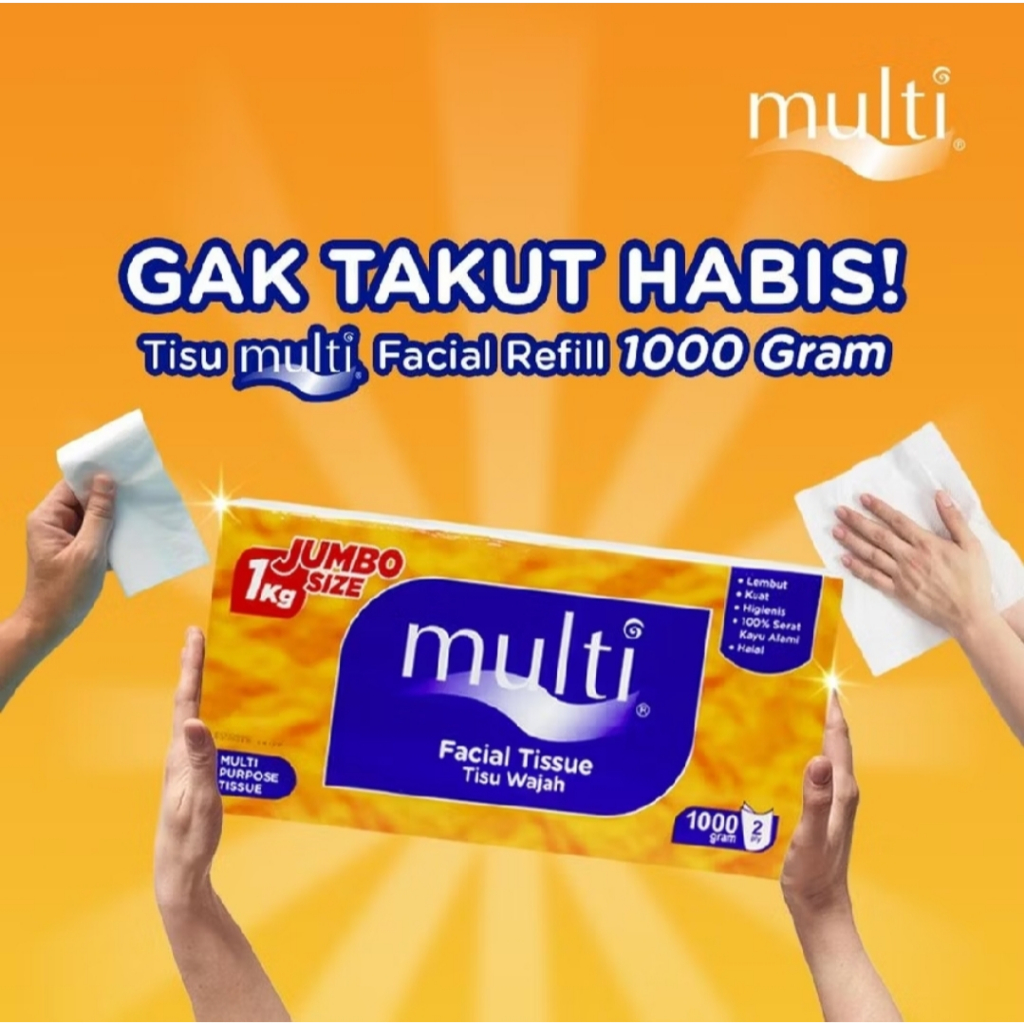( 1 Karton Isi 16 Box ) Multi 1000 Gram - Tissue Facial Jumbo Size Kiloan Co