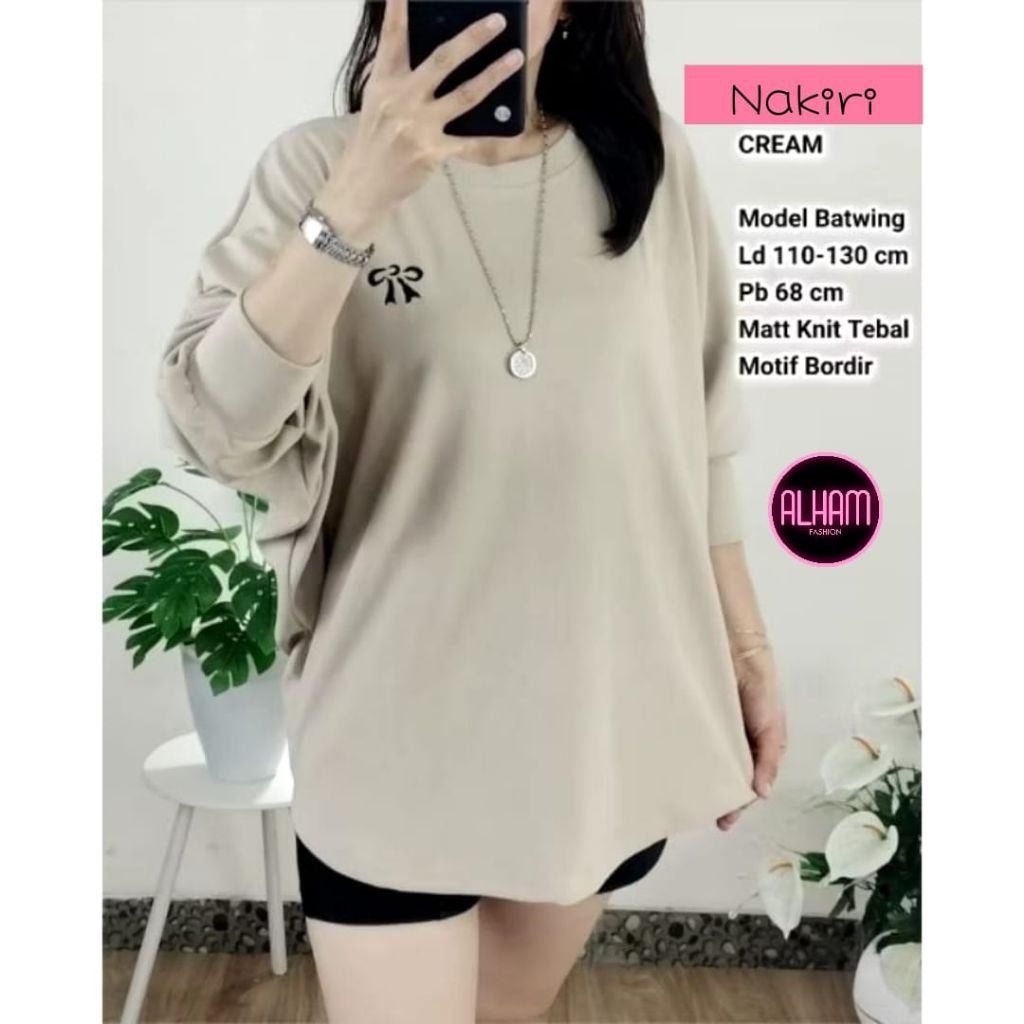 NAKIRI BLOUSE JUMBO MAT KNIT RAJUT TEBAL/BATWING OVERSIZE KOREAN STYLE LD 130 FIT XXXL