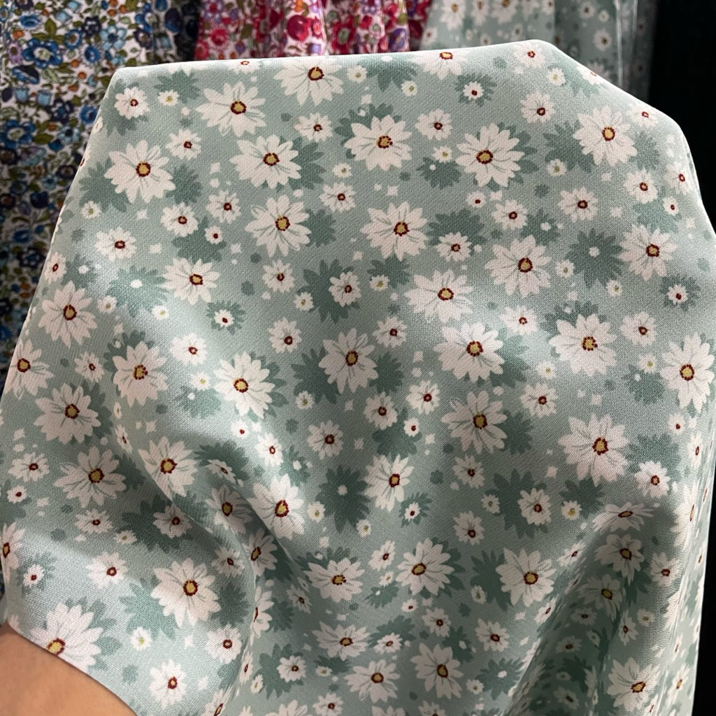 kain wolpeach motif bunga kecil premium - kain soft wolfis - kain monalisa motif - kain wolfis impor