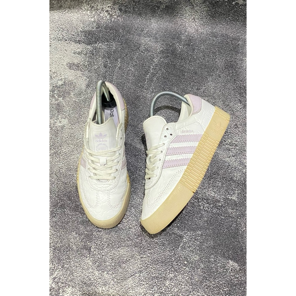Adidas Sambarose White Purple Sneakers Preloved Size 36