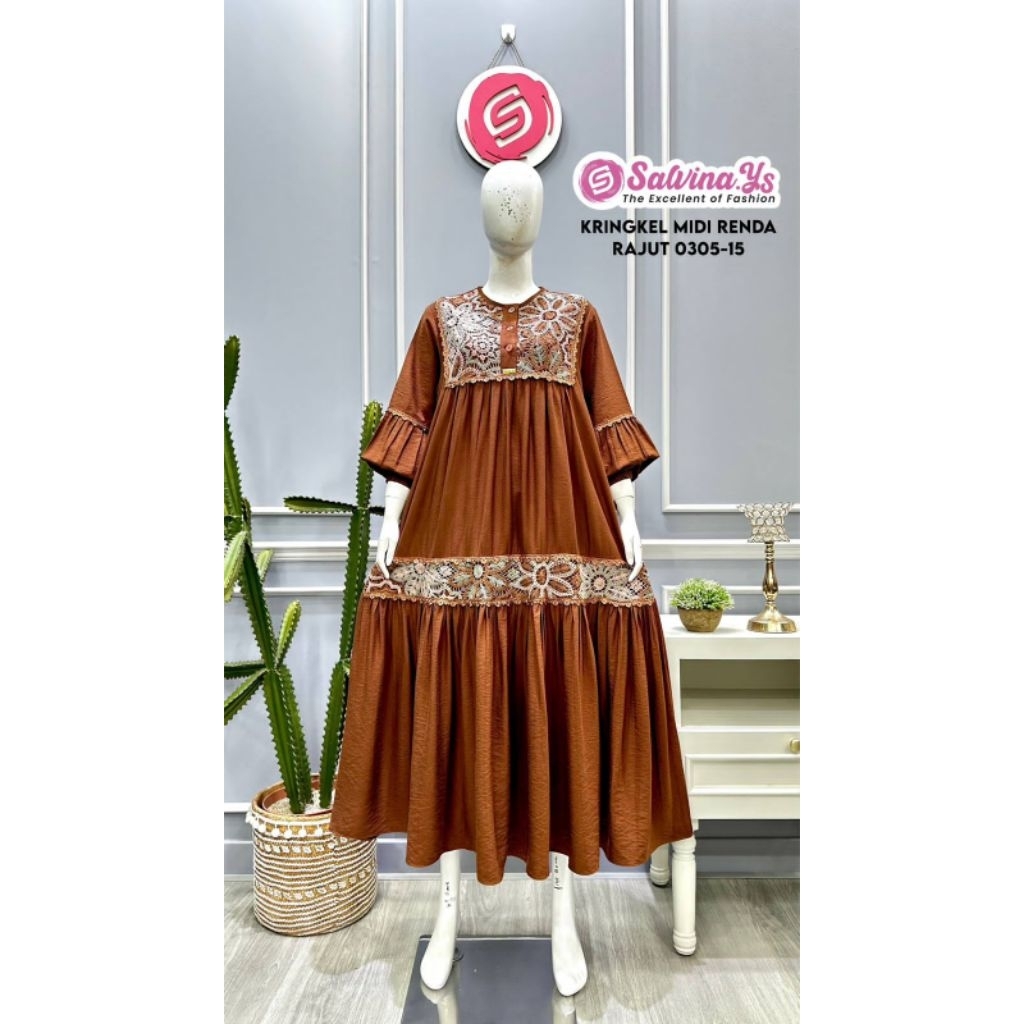 Midi Dres cringkel renda rajut by salvina ys