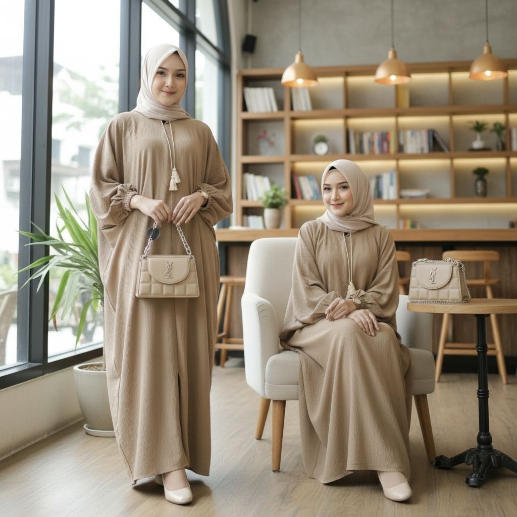 Aktsara Batik - Kaftan Crinkle Airflow Kaftan Wanita Dress Kekinian Hijab Kaftan Jumbo XXXXL Motif H