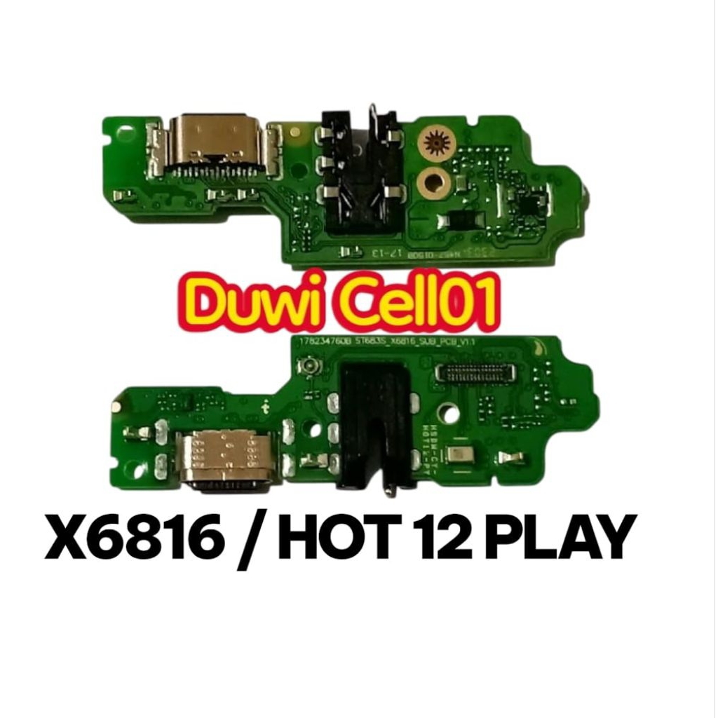 FLEKSIBEL KONEKTOR CHARGER INPINIK X6816 / HOT 12 PLAY FULL KOMPONEN IC FLEXIBLE KONEKTOR CAS PAPAN 