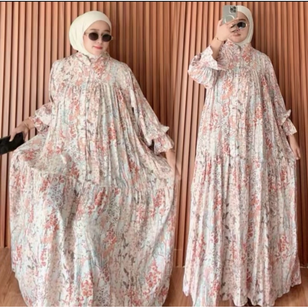 RANIASTYLE GAMIS MFQ//Dewina Dress Wanita Rayon Motif Premium Busui Friendly Gamis rayon jumbo bahan