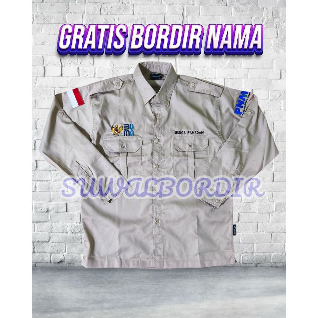 SERAGAM BUMN PNM LENGAN PANJANG TERBARU SERAGAM PNM ATASAN BAJU PNM KEMEJA PNM KEMEJA BORDIR PNM