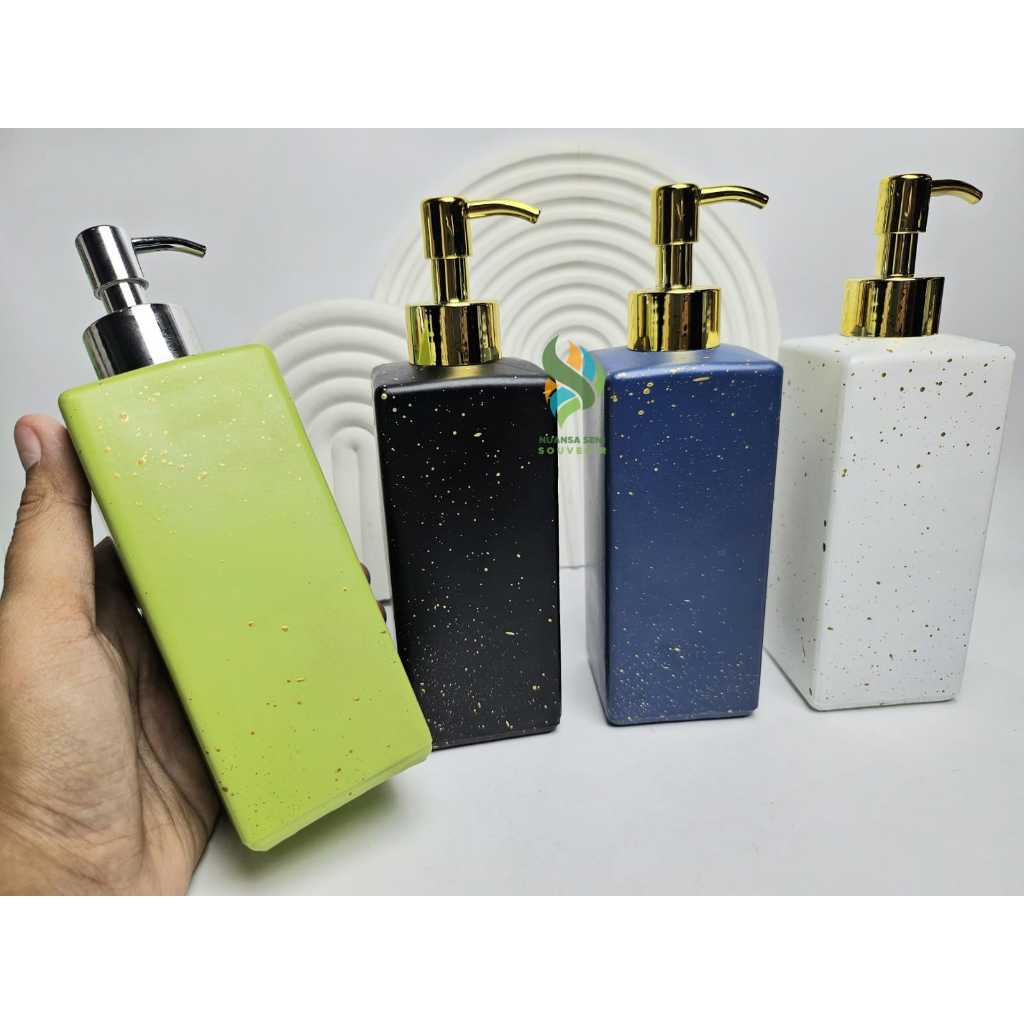 Souvenir Botol Sabun Pump Bottle Soap Dispenser Minimalis Glass Kaca Kotak Aesthetic Motif Glitter