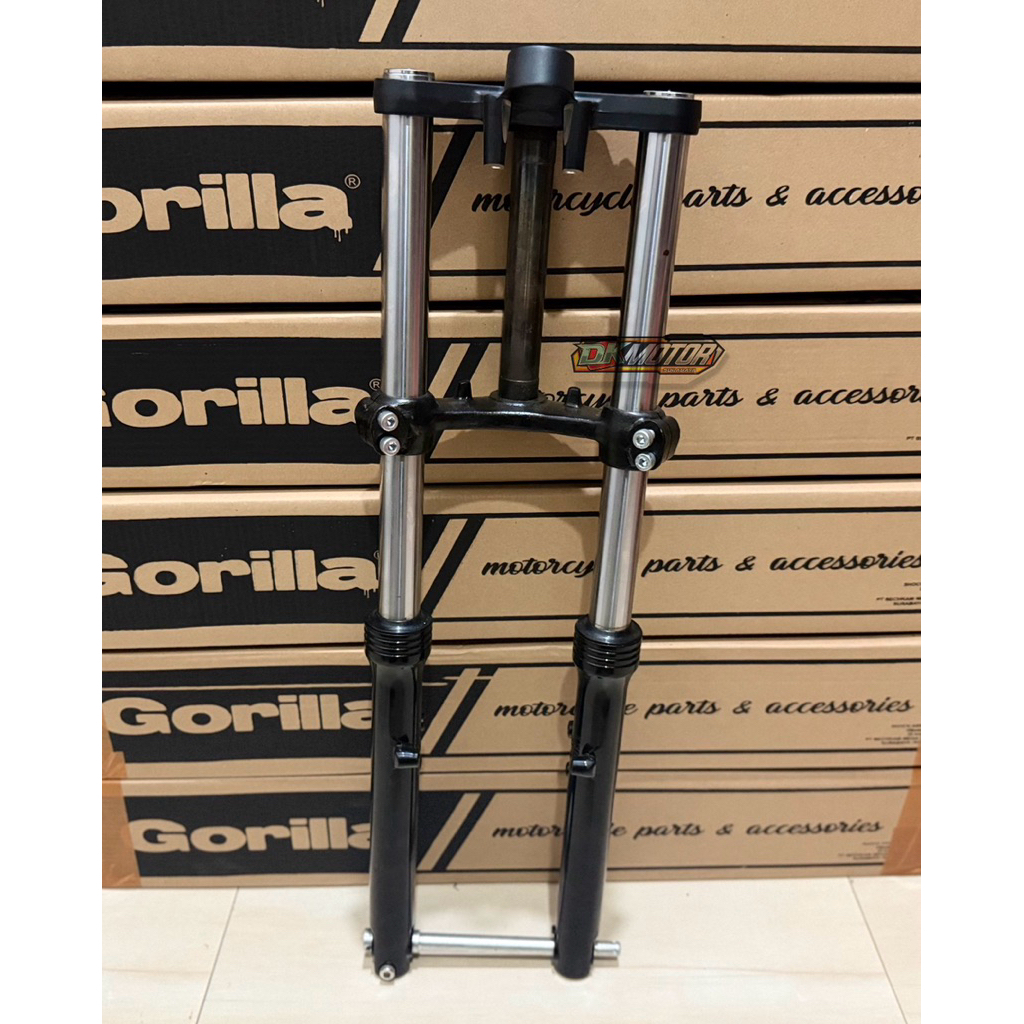 Shock Skok Depan NINJA RR Gorilla Bottom Silver Hitam Black Emas as Crom Krom Gold T Atas Original K