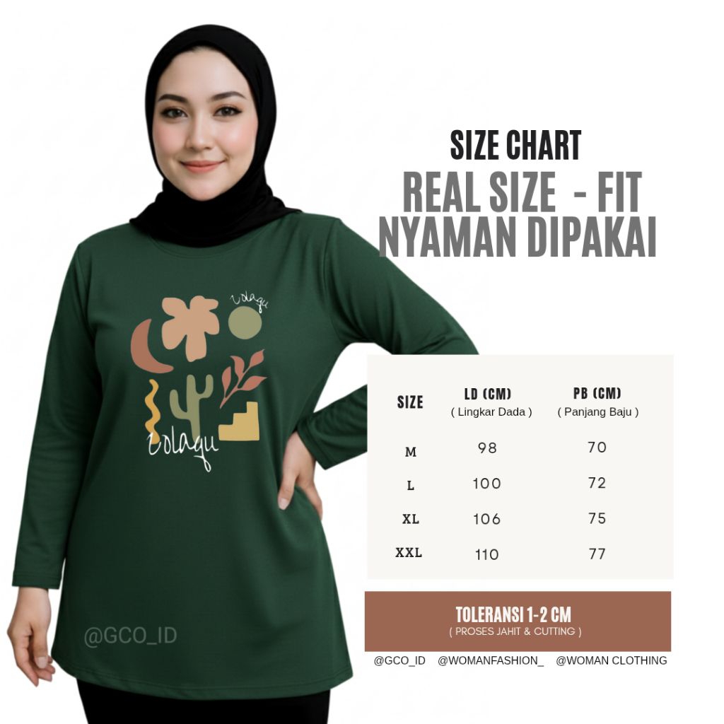 Kaos Zolaqu Original 2026 M-L-XL-XXL Aman Tebal Adem Lengan Panjang Katun 24s Hijau Botol Oversize Z