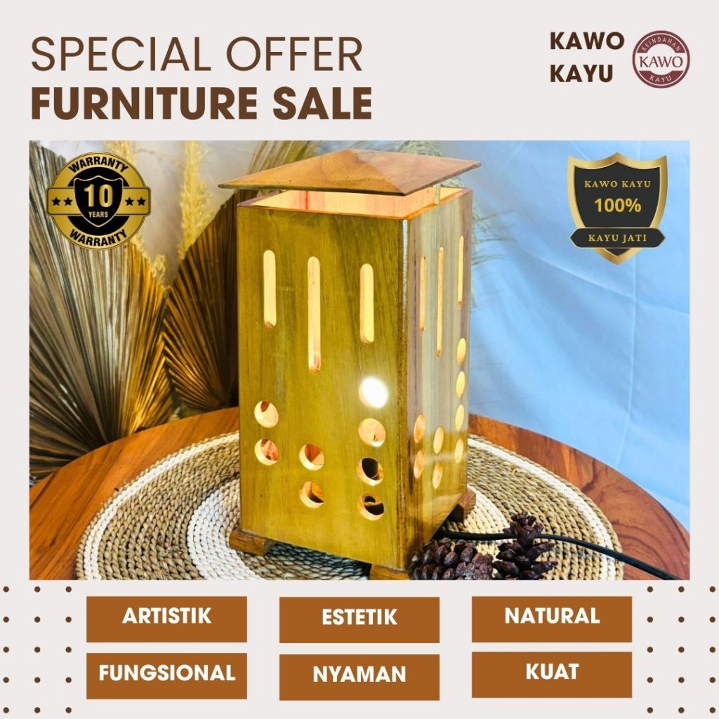 LAMPU  MEJA KAYU JATI MINIMALIS