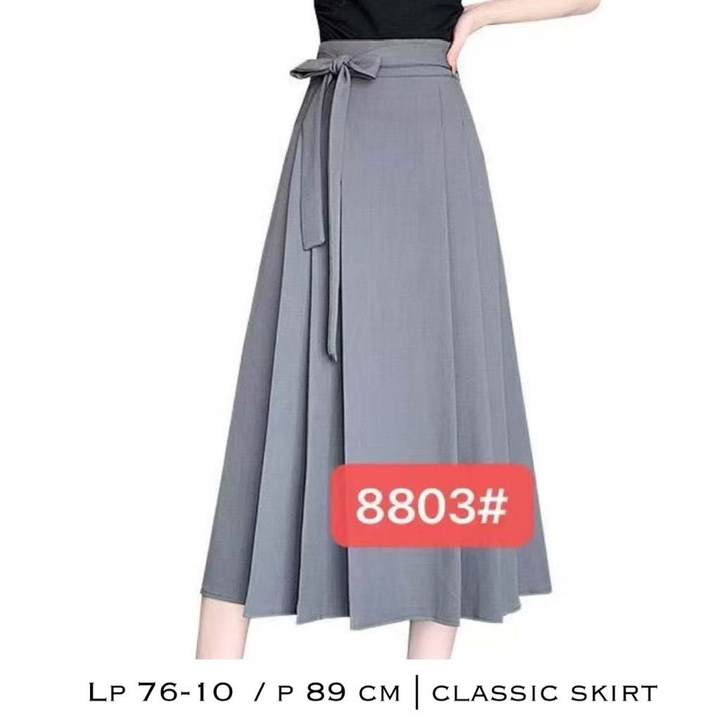 rok lipit midi rok wanita plisket rok lipit