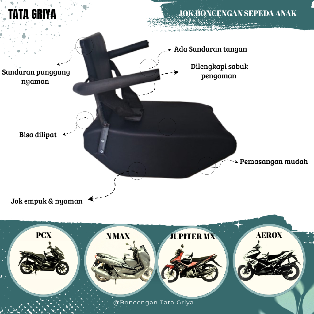 Jok Kursi Boncengan Anak Sandaran Untuk Motor NMAX PCX AEROX Jupiter MX