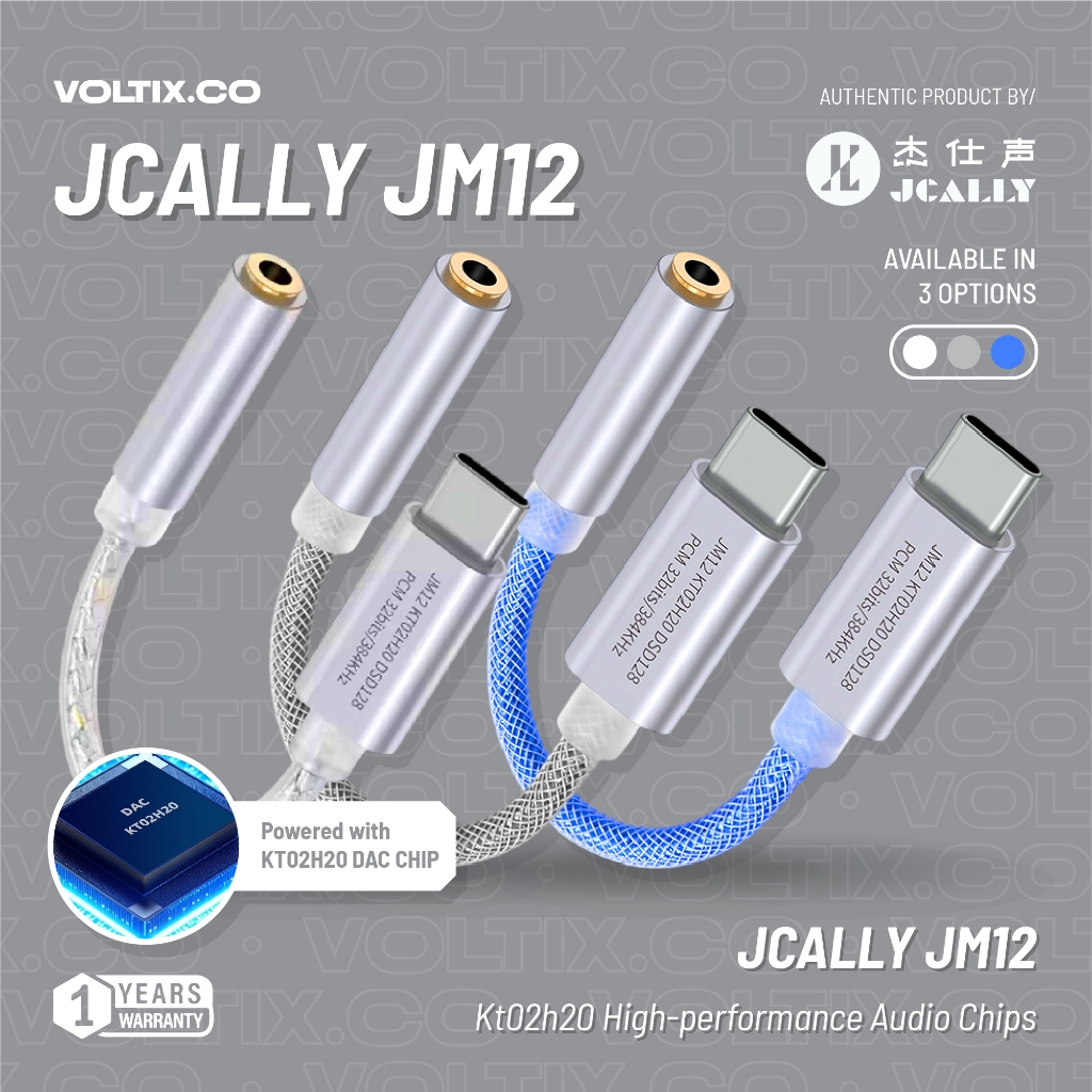 JCALLY JM12 KTO2H20 DAC Chip Silver Plated Dongle DAC Type C to 3.5mm Adapter
