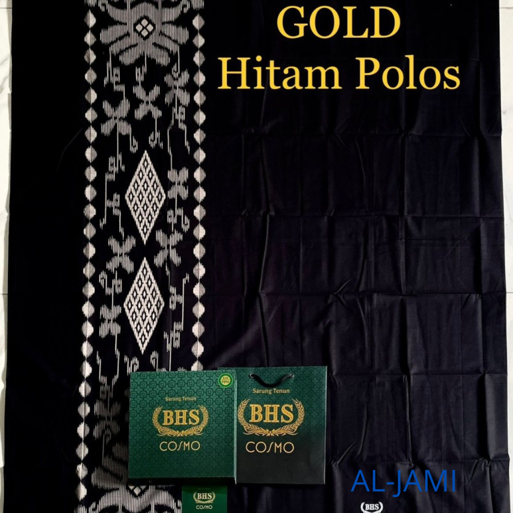 Sarung BHS Cosmo Polos Hitam GOLD bhs hitam polos bhs polos warna