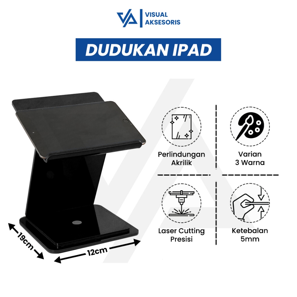Standing Tablet Kasir Akrilik 5mm | Dudukan iPad & Tablet Meja Kasir | Stand POS Premium