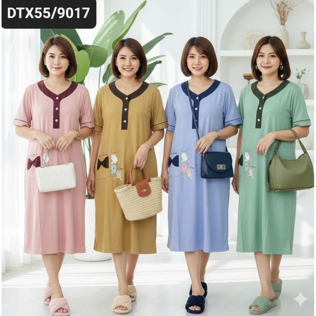 Daster AMRO 9017 Dress XXL JUMBO DTX Label Putih Kancing Aktif