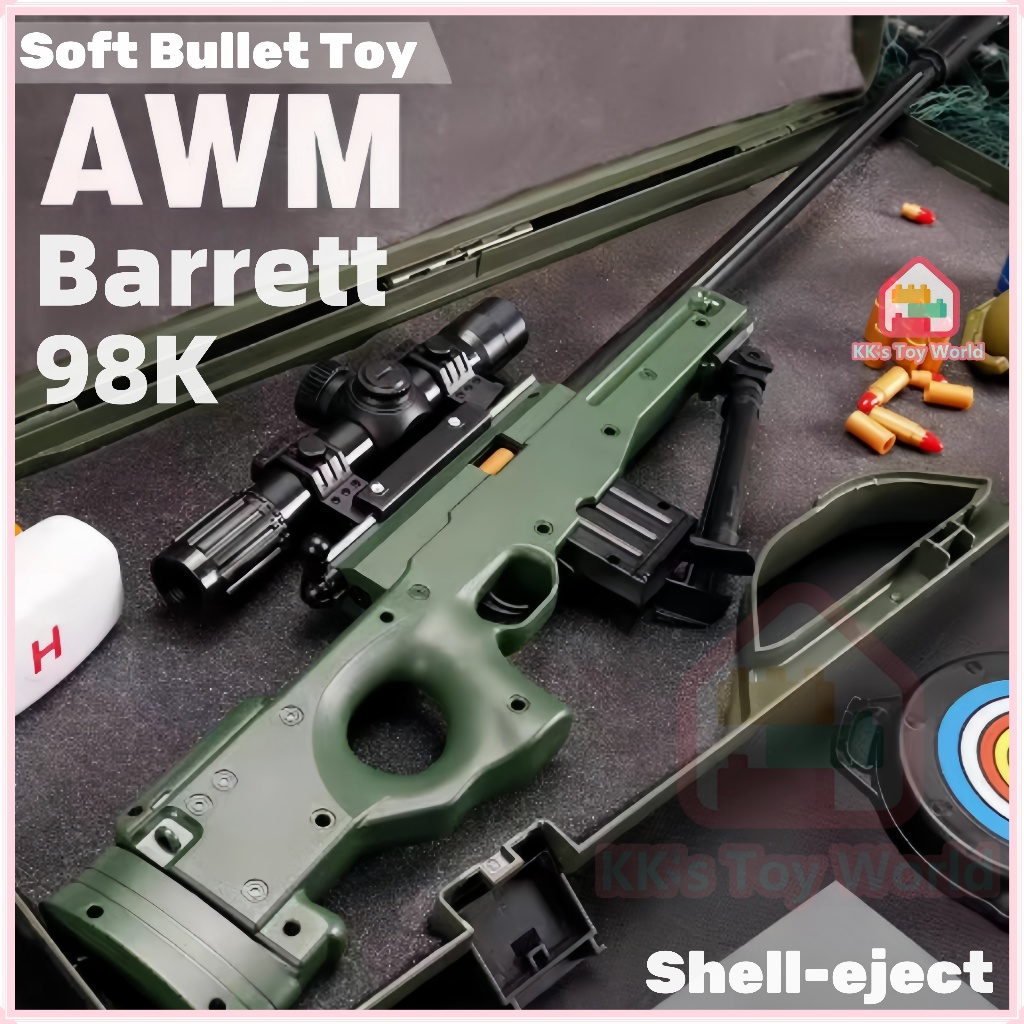 Mainan sniper Mainan Tembakan Aman Barrett AWM 98K Senjata Mainan Aman Mainan Luar Anak-anak Mainan 