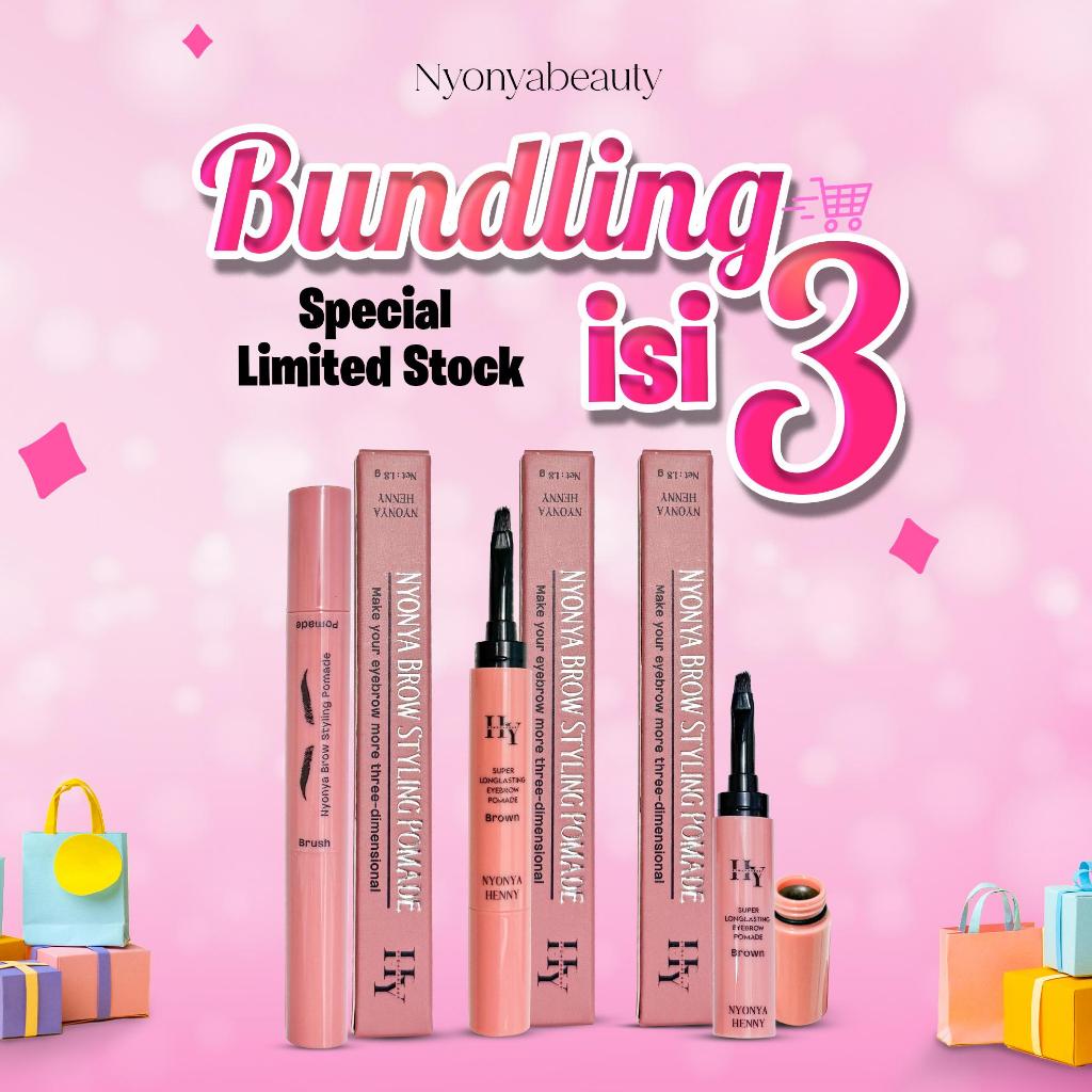 BUNDLING 3 POMADE ALIS - PENSIL ALIS 2in1 - PENSIL ALIS POMADE - EYEBROW PENCIL - PENSIL ALIS WATERP