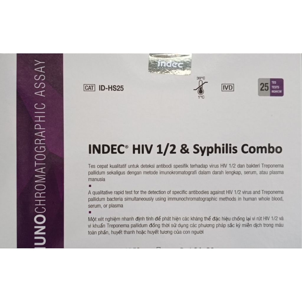 HIV 1/2 dan Syphilis isi 25pcs merek indec hiv/syphilis combo