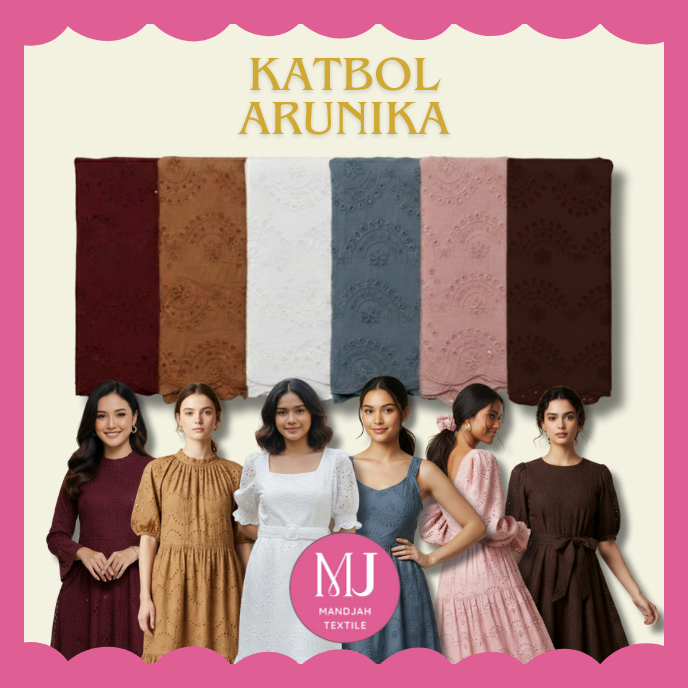 Kain Katbol Katun Bordir Bolong "ARUNIKA" Premium Motif PREMIUM Halus Murah Per Setengah Meter Untuk