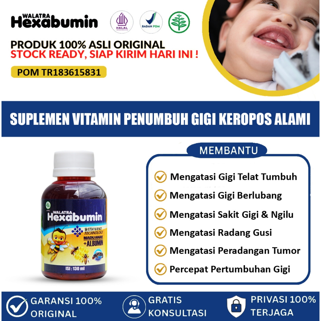 Hexabumin untuk penumbuh gigi, penumbuh gigi anak, Obat Penumbuh Gigi Keropos, bolong, Penumbuh Gigi