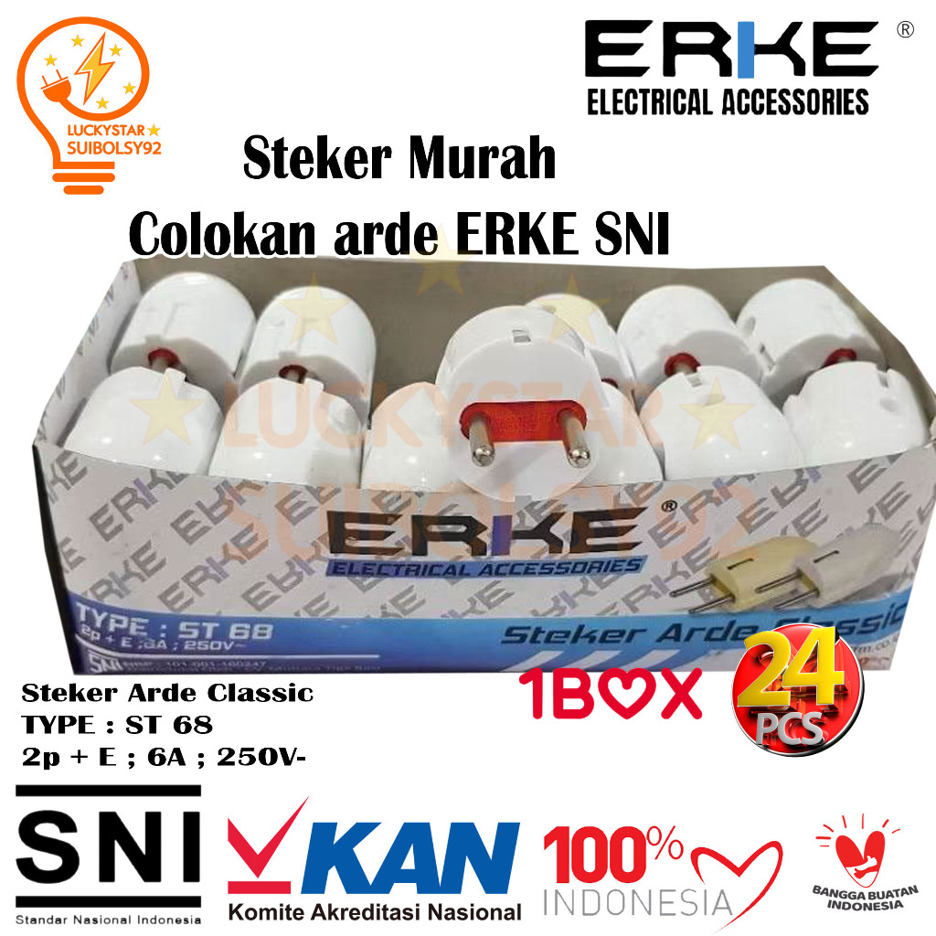 Colokan Steker ERKE Arde Putih murah SNI / STEKER ARDE ERKE ST-68 CLASSIC