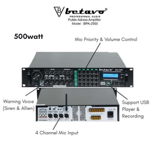 Amplifier Khusus Toa Masjid 500 Watt Bluetooth-USB-Echo- 99DSP Effect