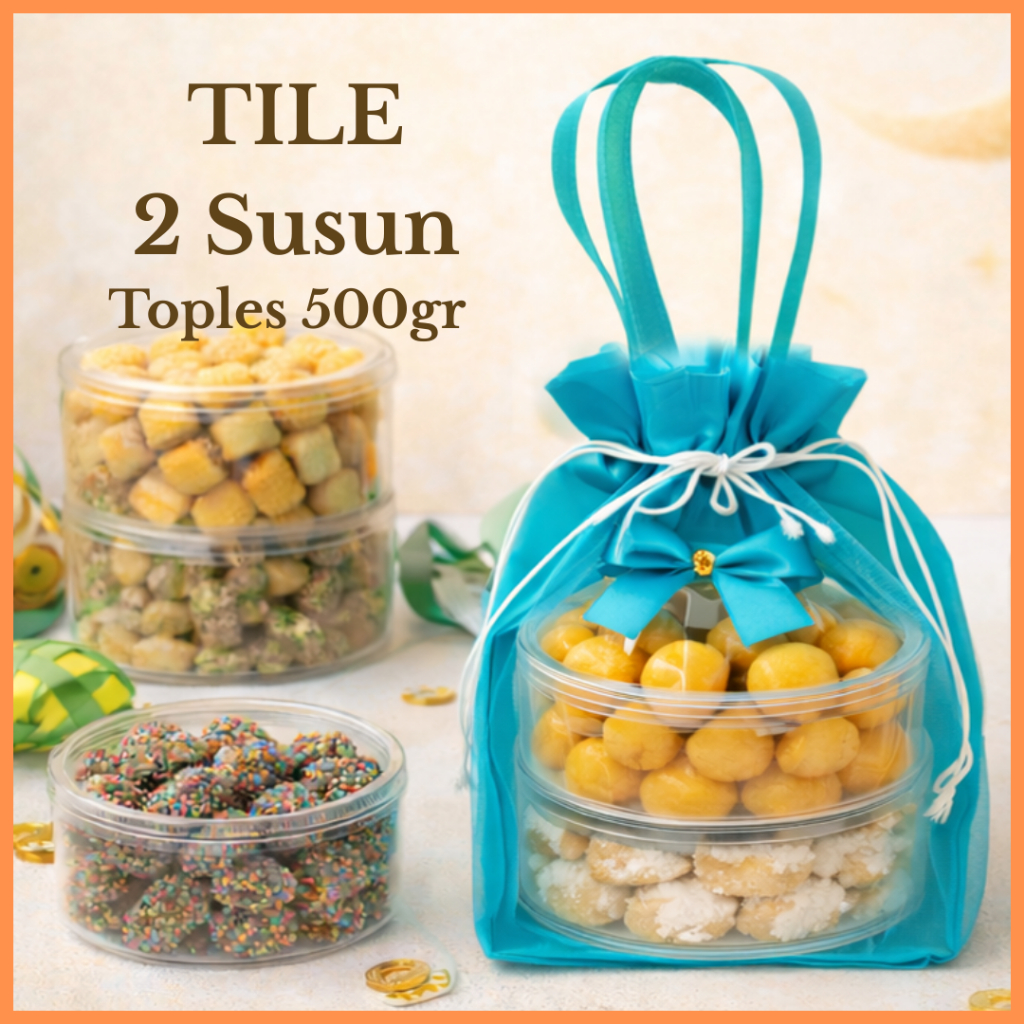 2 Susun 500gr - Tas Tile Toples 2S Hampers Kue Kering Idul Fitri Goodie Bag Parcel Lebaran Estetik