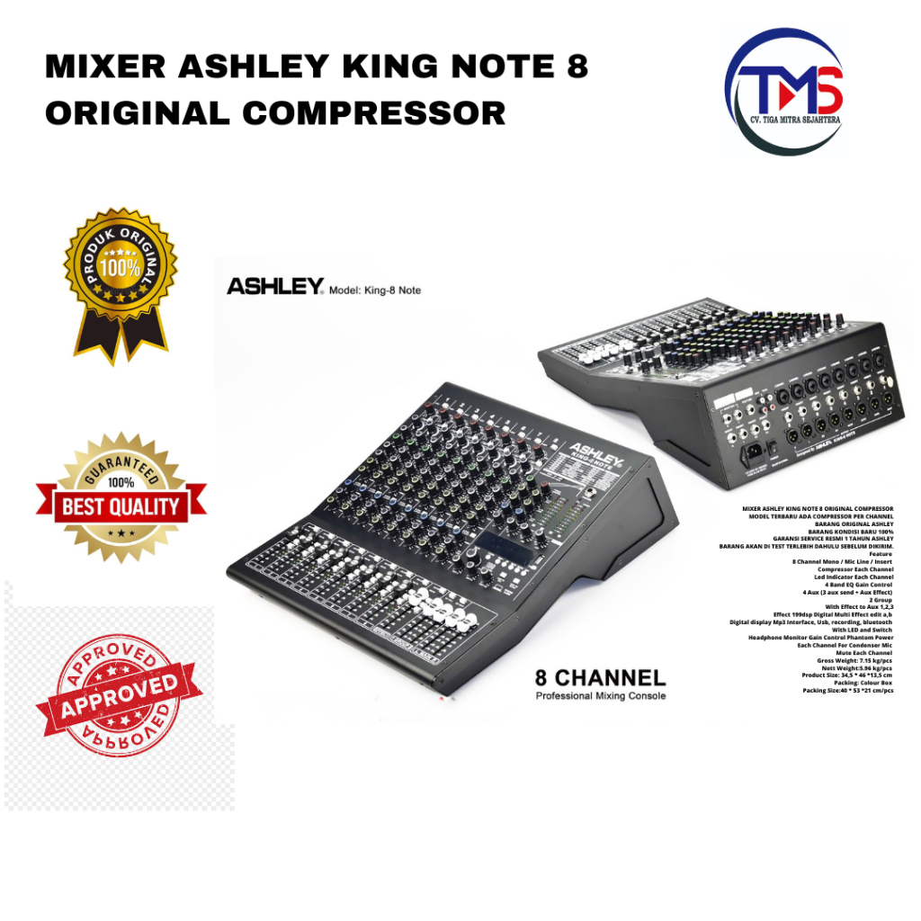 Mixer Audio ASHLEY KING 8 NOTE Compressor / KING NOTE8 Original 8 Channel
