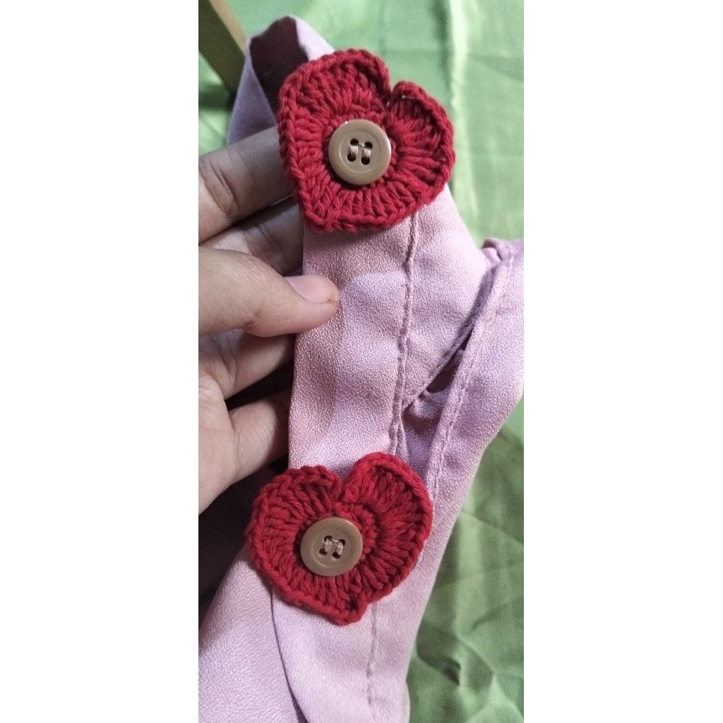 Hiasan kancing rajut bentuk love, aksesoris untuk kancing bentuk love