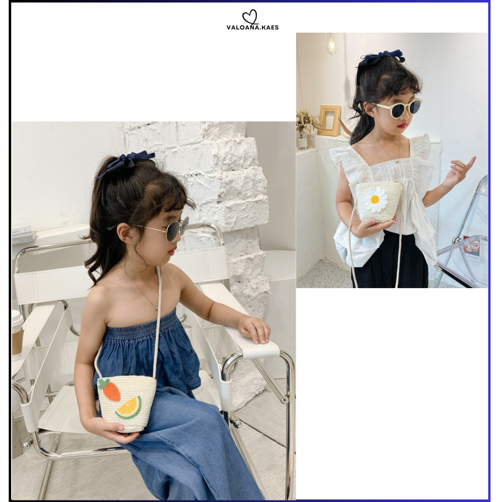 Tas  Ritsleting Rajut Mini Aesthetic I Tas Selempang Rajut Wanita Motif Strawberry I Tas Selempang R