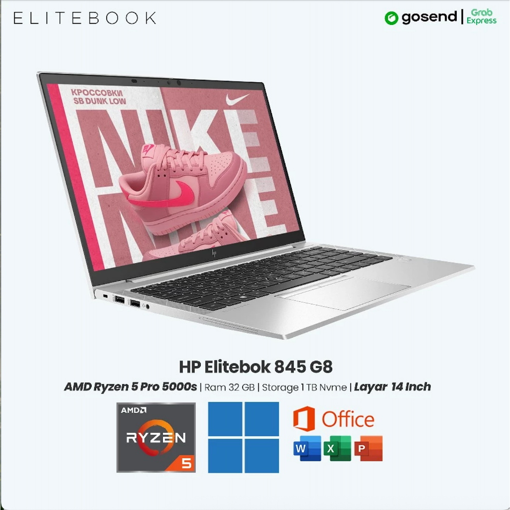 Laptop Gaming HP Elitebook 845 G8 AMD Ryzen 5 Pro 5000 Series Ram 32 GB SSD 1 TB Layar 14 inch Touch
