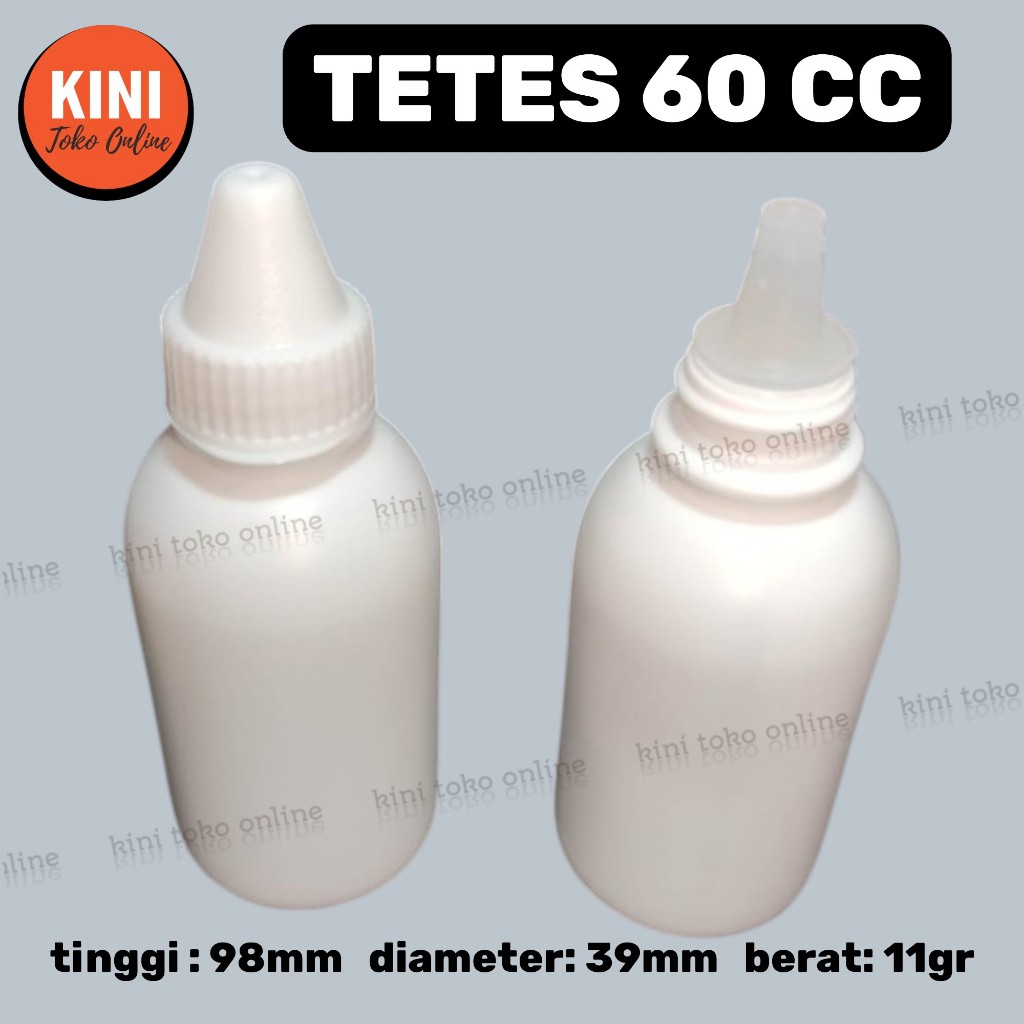CC botol tetes 60 ml BOLONG LANCIP NON SEGEL plastik putih natural 60ml bening essen  mata