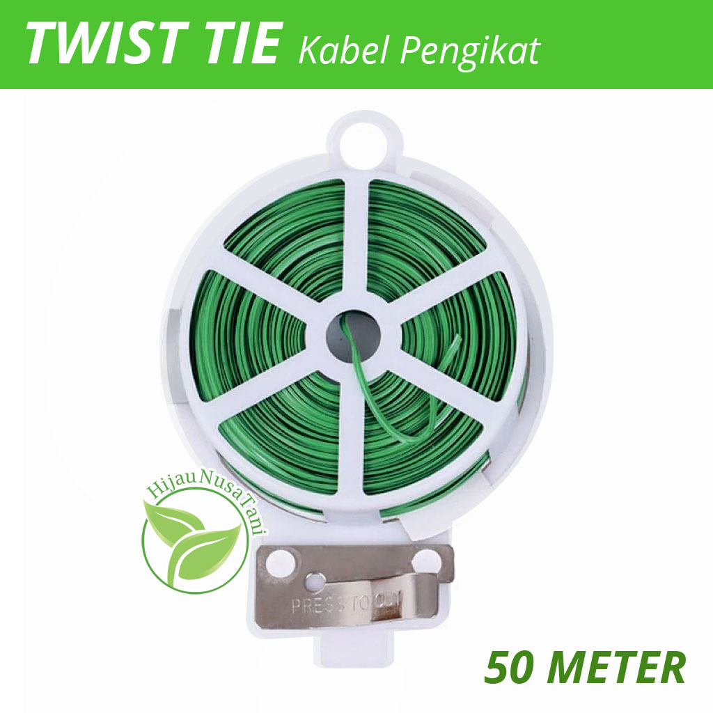 KAWAT KABEL TWIST TIE 50 Meter Hijau - pengikat tanaman lanjaran tanaman kawat lilit cable twist tie