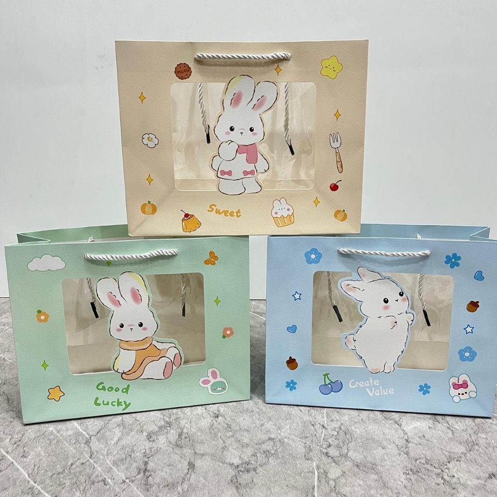 Paper Bag Kelinci Transparan Bening Mini Tas Kado Lucu
