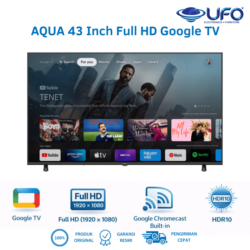 AQUA 43 Inch LED Smart Google TV Full HD AQT43K85FFX