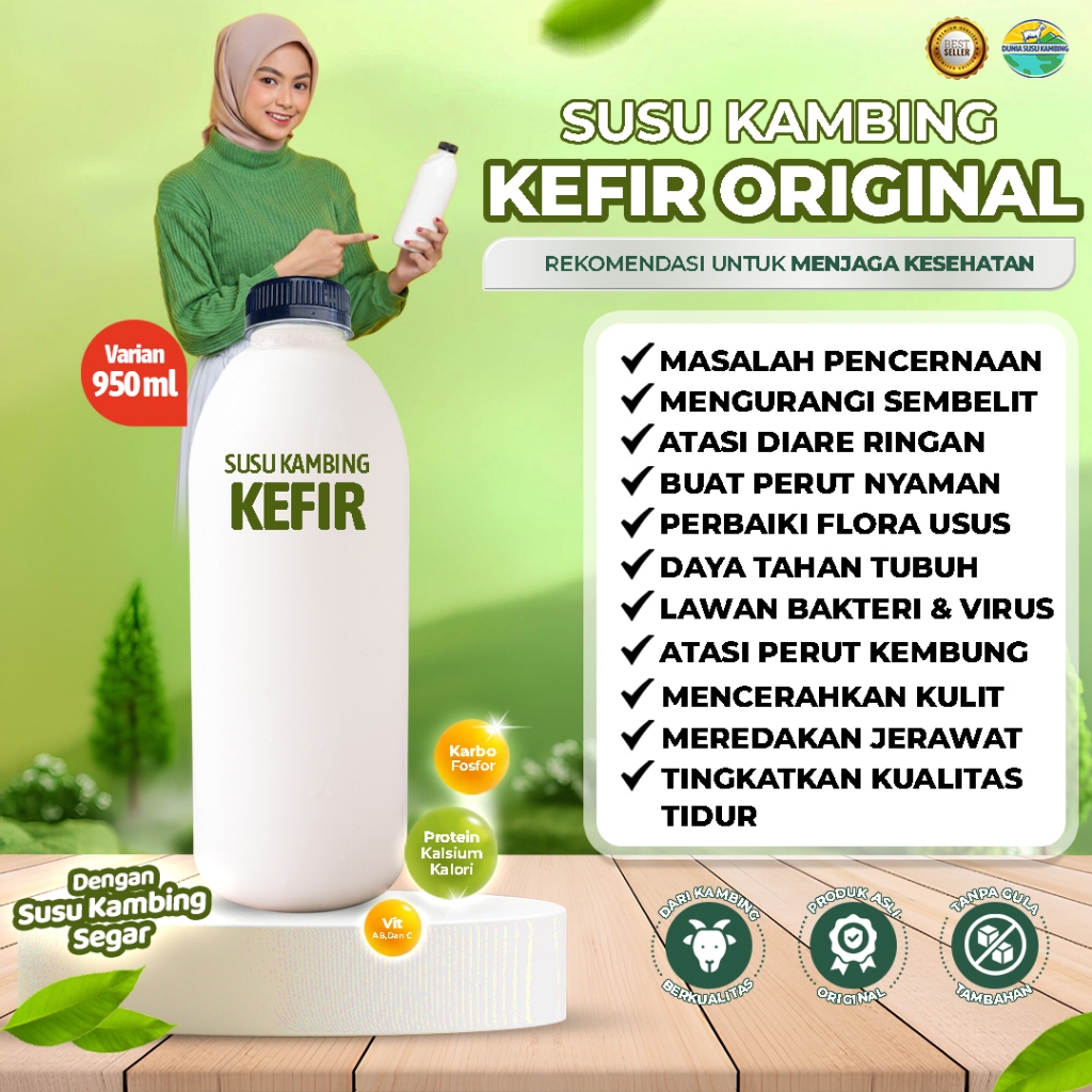 Kefir Susu Kambing Asli Fermentasi Probiotik Alami Isi 950 ml Perbotol