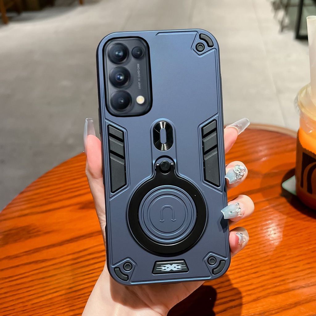 Casing Hp Untuk OPPO RENO 5 OPPO RENO 6 4G OPPO RENO 4 Hard Case Ring Armor Robot Case Kickstand Hyb