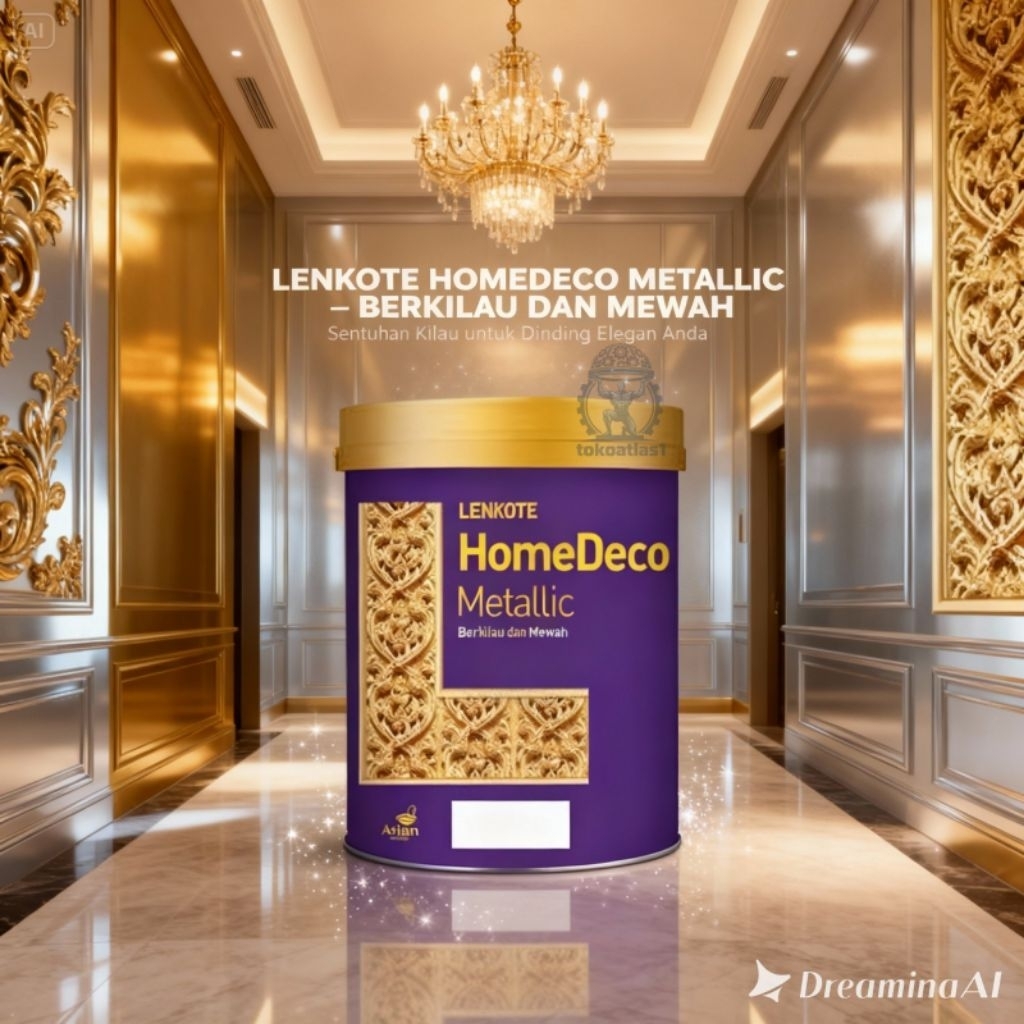 Lenkote HomeDeco metallic paint 0.75L, Cat dekorasi metallic lenkote home decor,cat tembok dinding m